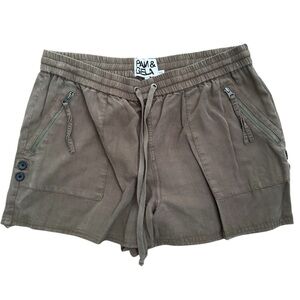 Pam & Gela Olive Drawstring Shorts, Size Small, Tencel Shorts, California Style